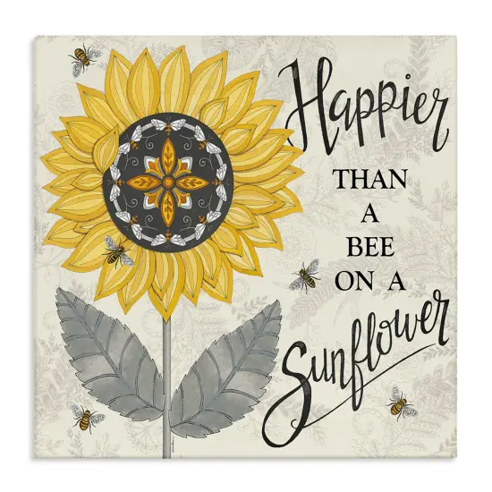 Stupell Industries Happier Than Bee & Sunflower Canvas Wall Art Design by Deb Strain {1}