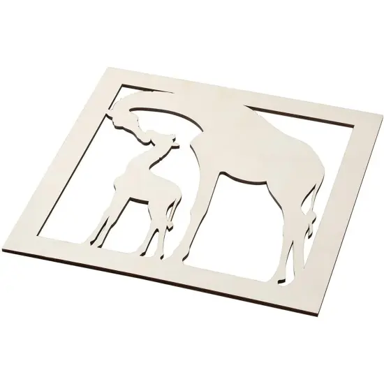 Wooden Cutouts for Crafts, Giraffe Cutout (11.6 x 0.2 in, 2-Pack) Brown {1}