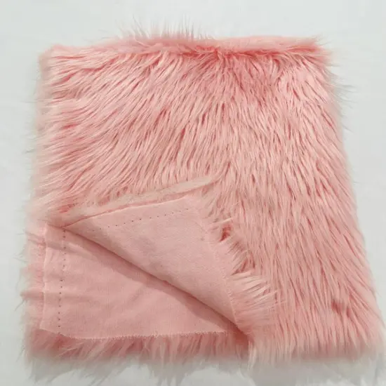 1 Yard Shaggy Vegan Faux Fox Fur Fabric for Crafting Decor and Costumes Baby Pink {1}