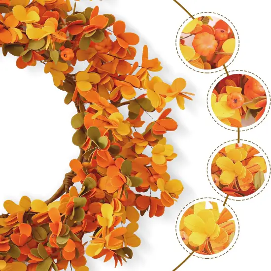 Fall Autumn Wreath with Welcome Sign and Pumpkins {3}