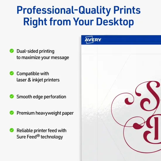 Avery Printable Geo Flat Cards, Sure Feed Technology, 5" x 7", Glossy White Cardstock, Laser/Inkjet Printable, 20 Total, Great for Product Branding, Marketing, and More {8}