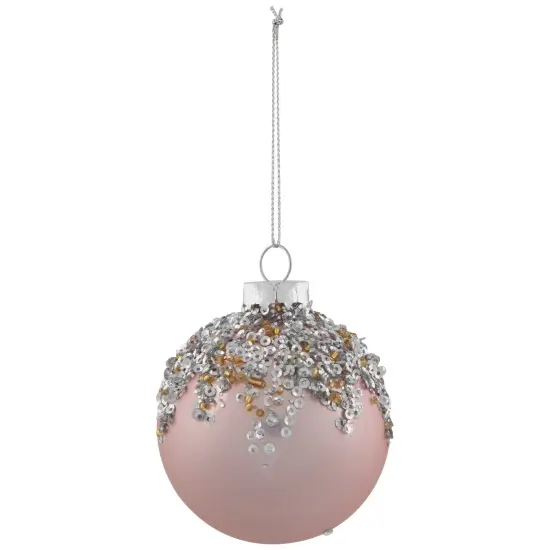Northlight 4ct Pink Beaded and Sequined Glass Ball Christmas Ornament Set 2.75" (70mm) {5}
