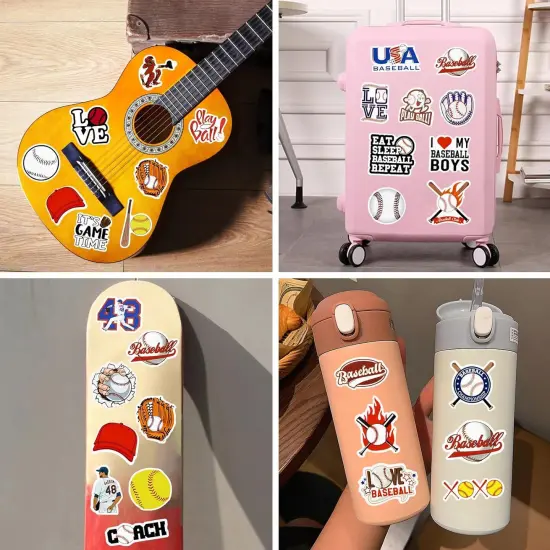 150PCS Baseball Stickers - Waterproof, Vinyl, for Bottles, Helmets, Posters & Scrapbooks - Gifts for Teens & Kids {2}