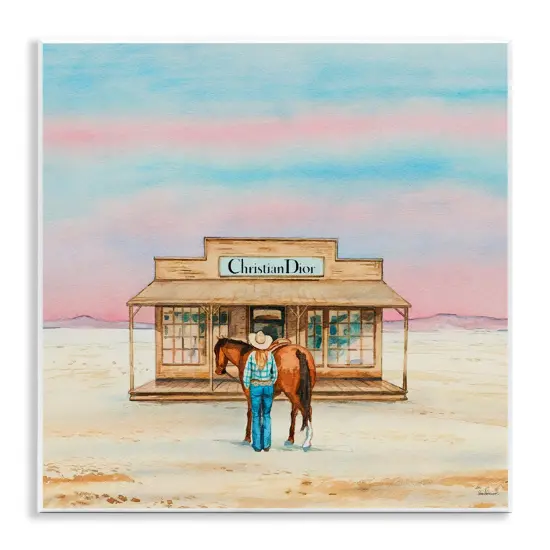 Stupell Industries Cowgirl & Horse Shopping Wall Plaque Art Design by Amanda Greenwood {1}