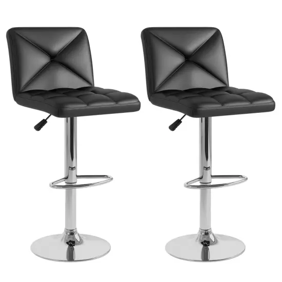 Costway Modern Bar Stools Set of 2 PU Leather Upholstered Swivel Counter Stools with Back Black/Brown/White {7}