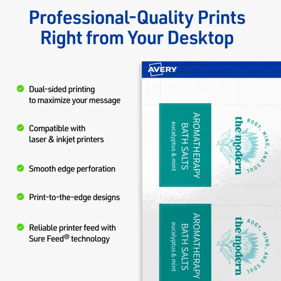 Avery Printable Arched Printable Tags, Sure Feed Technology, 2" x 3-1/2", Glossy White Cardstock, Print-to-The-Edge, Laser/Inkjet Printable, 80 Total {8}
