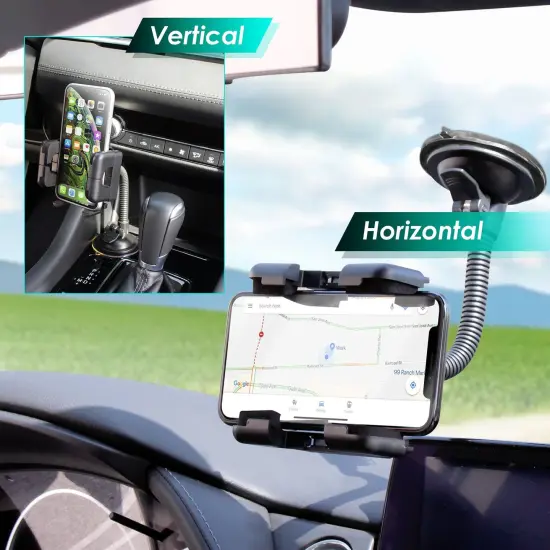 Insten Car Phone Holder Universal Windshield Dashboard Suction Cup 360 Air Vent Mount for Cellphones iPhone 11 / 11 Pro / 11 Pro Max XS X 8 7 6S 6 Plus SE Samsung Android Windscreen Car Cradle Black {5}