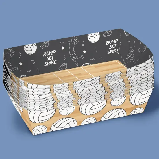 Big Dot of Happiness Volleyball Party Paper Food Trays, Disposable Double-Sided Paper Food Holders for Nachos, Hot Dogs, French Fries - 12 Ct {5}