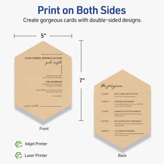 Avery Printable Geo Flat Cards, Sure Feed Technology, 5" x 7", Matte Kraft Brown Cardstock, Laser/Inkjet Printable, 20 Total, Great for Product Branding, Marketing, and More {12}