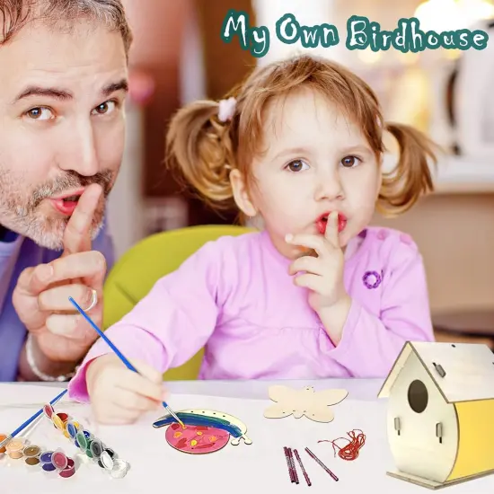 4 Pack Summer DIY Bird House Wind Chime Kits for Children to Build and Paint, Wooden Arts and Crafts for Kids Girls Boys Toddlers Ages 8-12 4-6 6-8 {4}