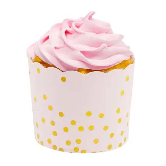 50 Pack Pink and Gold Cupcake Wrappers, Paper Baking Cups, Muffin Liners for Baby Shower, Birthday Party (2.2 In) {7}