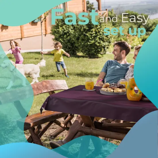 Exquisite Plastic Table Cover Roll &ndash; 40" x 100' Disposable Tablecloth Roll &ndash; Premium Thick 0.5 MIL Plastic Banquet Roll &ndash; Party Table Cover Roll for Events & Catering Plum {2}