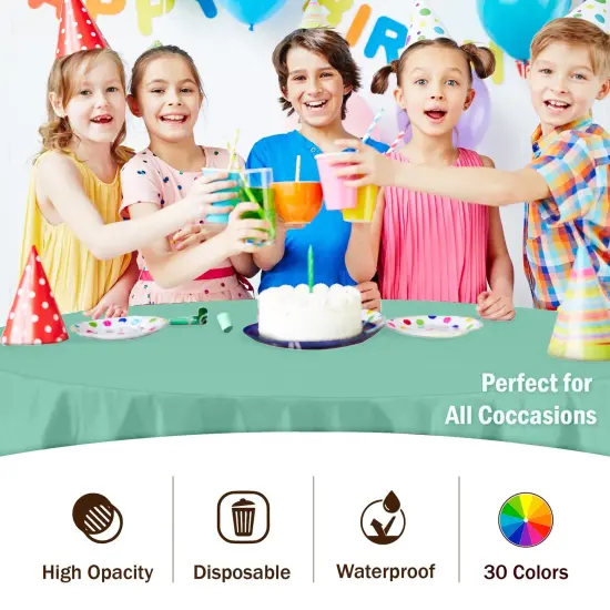 Exquisite Disposable Round Plastic Tablecloths &ndash; 12 Pack 84" Disposable Table Cloths &ndash; Indoor/Outdoor Party Tablecloth &ndash; Round Plastic Table Cover for Events & Party Supplies Mint {3}