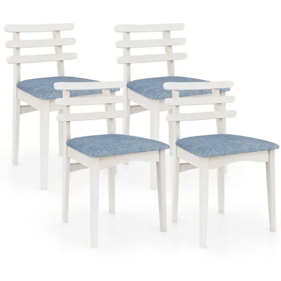 Costway Dining Chairs Set of 2/4 with Rubber Wood Frame Padded Seat & Open Ladder Low Back {1}