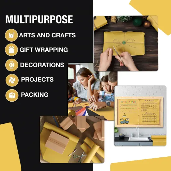 Kraft Paper Roll 36" X 1320" (110' Ft) Colored Paper Roll - Packing Paper Roll - Craft Supplies - Kraft Wrapping Paper Perfect as Shipping Paper Craft Paper Roll by Crown Display Yellow {2}