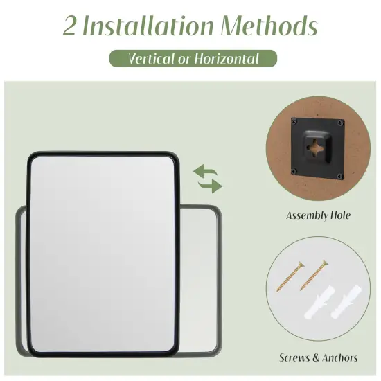 Costway 24''X16''\36''X24''\30''X22''Wall Mount Bathroom Mirror Rectangular Vanity Mirror Vertical Horizontal {6}