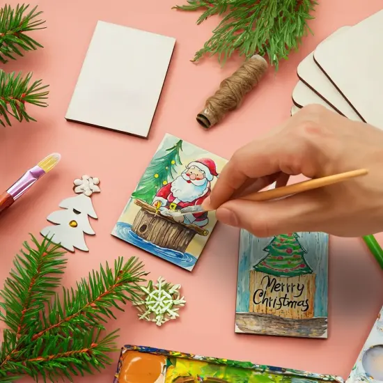 60 Pack Unfinished Wood Rectangles for Crafts, 2x3 Wooden Pieces for Painting, DIY Projects, Decorations, Engravings Brown {3}