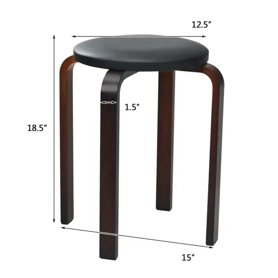 Costway Set of 4 Bentwood Round Stool Stackable Dining Chair w/Padded Seat Beige\Black {5}