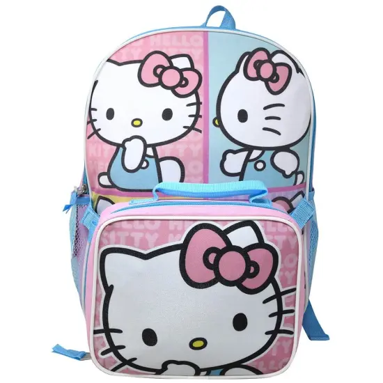 Hello Kitty 16" Pink Backpack with Rectangular Lunch Bag {1}