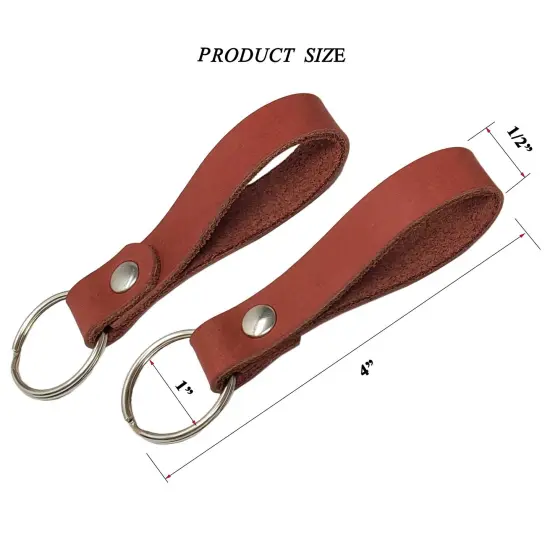 1/2" Blank Leather Keychains Kit - 10 Pre-Cut Blank Keyrings for Stamping & Engraving Russet {4}
