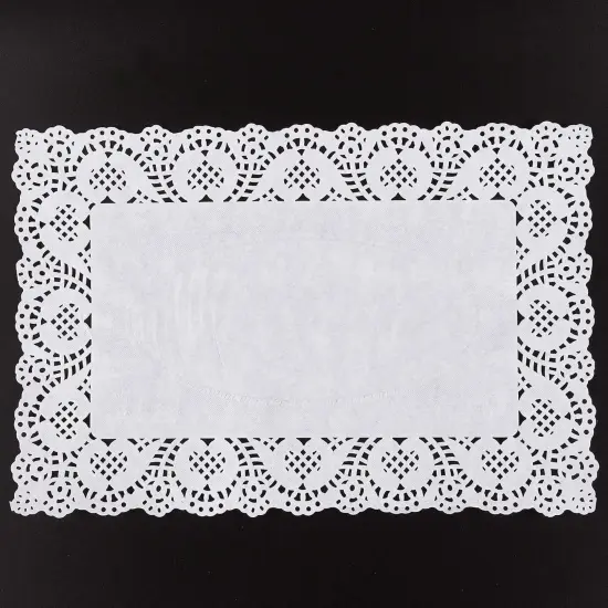 Juvale 200 Pack Paper Doilies, 11.7 x 7.3 Inches, Rectangular Tabletop Decorations for Wedding, Valentine's Day, Anniversary, Romantic Dates (White) {4}