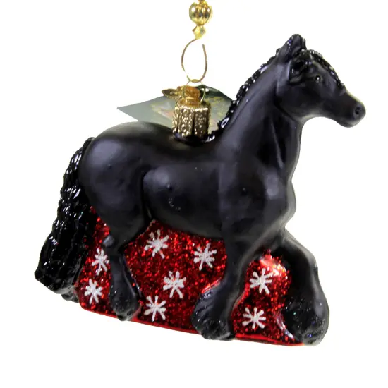 Old World Christmas 3.75 In Friesian Horse Tree Ornament , Netherlands Black {1}