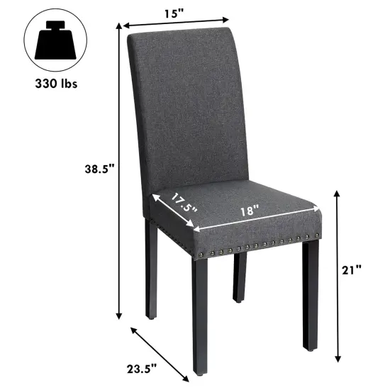 Costway Set of 4 Fabric Dining Chairs w/Nailhead Trim {4}