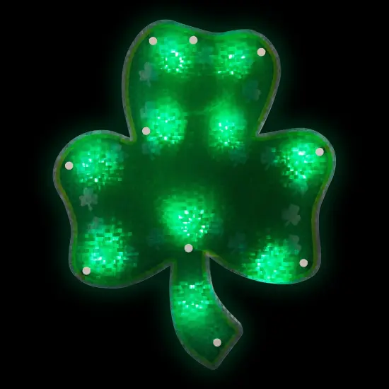 Northlight Lighted Green Shamrock St. Patrick's Day Window Silhouette - 14" - Green LED Lights {1}