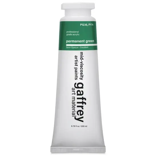 Gaffrey Art Material Standard Body Acrylic Paint - Permanent Green, 200 ml tube {1}