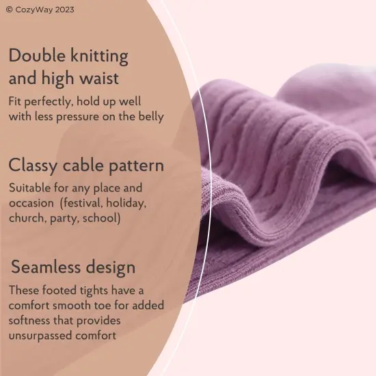 CozyWay Toddler Tights - Girls and Boys Leggins Cable Knit Comfy Cotton Toddlers 2T-4T Multicolor - 3 Pack {2}