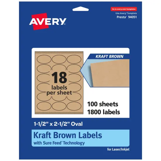Avery Kraft Brown Oval Labels with Sure Feed, 1.5" x 2.5" {1}