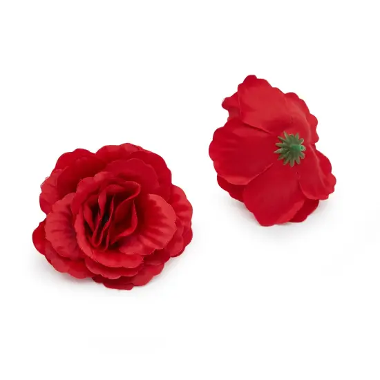 Artificial Red Rose Silk Flower Head for Crafts, Wedding Decor (3.5 In, 36 Pack) {5}