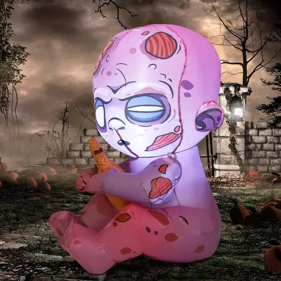 GOOSH 3 FT Halloween Inflatables Zombie Baby Outdoor Decorations Blow Up Yard with Built-in LEDs {2}