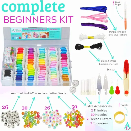 Embroidery Floss, Friendship Bracelet String Kit - 276Pcs Thread and Accessories - Perfect for Bracelet Making & DIY Embroidery Projects | Bonus Accessories Included- Supplies {2}