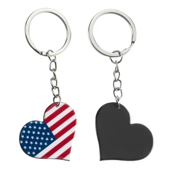 Juvale 24 Pack American Flag Keychain, 4th of July Party Favors, Celebration Essentials, Key Ring for Backpacks, Wallets, Lanyards, Independence Day Gifts, Patriotic Heart Keychain, 1.6 x 3.5 In Blue {5}
