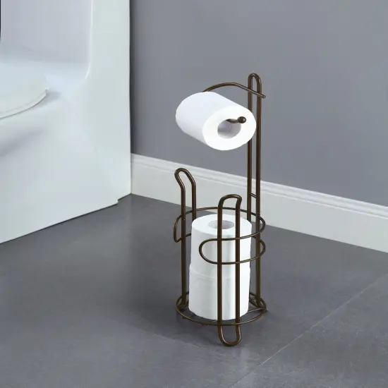 Freestanding Toilet Paper Holder with Storage Brown {1}