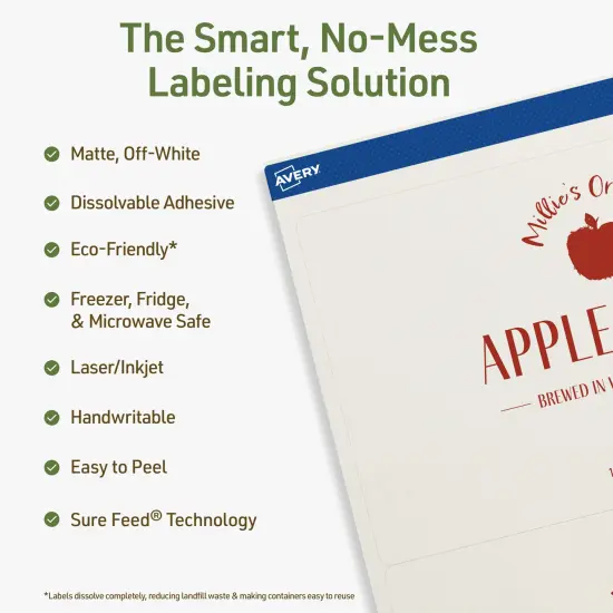 Avery Dissolvable Labels, 5" x 8-1/8" Rectangle {8}