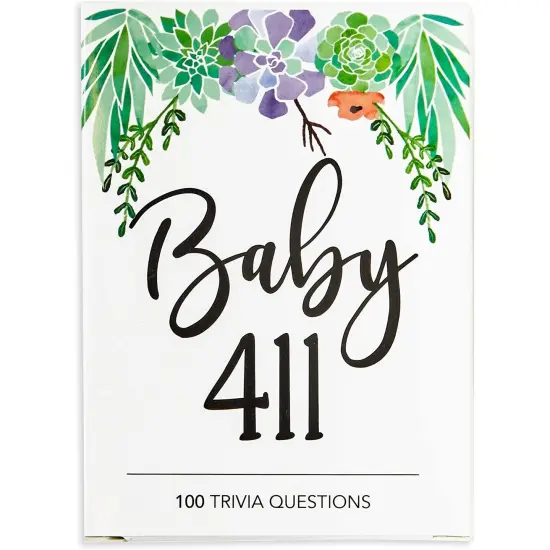 100-Cards Floral Baby Shower Party Trivia Card Game, Double Sided, 2.5 X 3.5 inches {6}