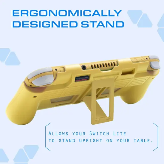 Protective Case for Nintendo Switch Lite 2019, Hard Grip Cover with 2 Game Card Slots Holder, Built in Stand, Shock-Absorption & Anti-Scratch Design, Yellow by Insten {5}