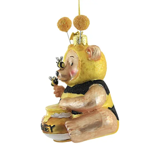 Noble Gems 4.5 Inch Bee Bear Ornament Tree Ornament , Honey Outfit Gold Insects Yellow {3}