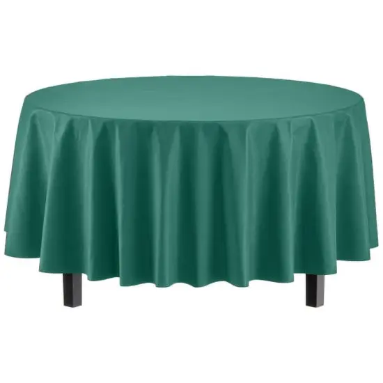 Exquisite Disposable Round Plastic Tablecloths &ndash; 6 Pack 84" Disposable Table Cloths &ndash; Indoor/Outdoor Party Tablecloth &ndash; Round Plastic Table Cover for Events & Party Supplies Dark Green {6}