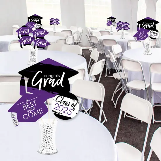 Big Dot of Happiness 2025 Purple Graduation Party Centerpiece Sticks - Showstopper Table Toppers - 35 Pieces {3}