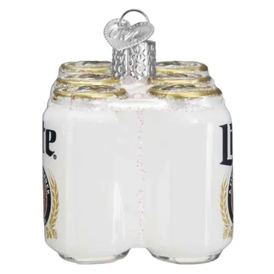Old World Christmas 2.25 In Miller Lite Six Pack Christmas Tree Ornament , Ornament Beer Can White {2}