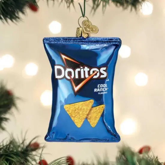 Old World Christmas 3.0 Inch Cool Ranch Doritos Chip Bag Christmas Tree Ornament , Ornament Snack Food Tortilla Blue {3}