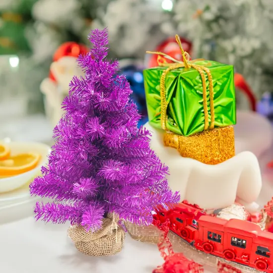 Northlight Pine Christmas Tree in Natural Jute Base - 18" - Boysenberry Purple- Unlit {4}