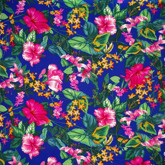 1 Yard Tropical Garden Peachskin Polyester Fabric For Sewing Apparel And Home D&eacute;cor Projects 45 Inch Blue {3}