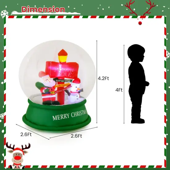 Costway 4 FT Christmas Inflatable Santa Snow Globe Light Up Crystal Ball with Snowman {3}