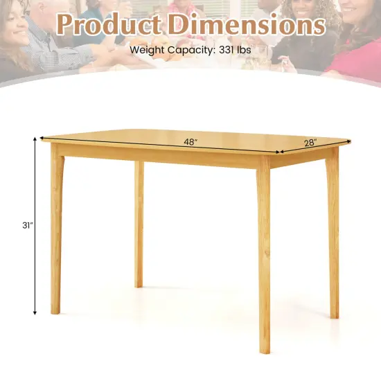 Costway 48" Wooden Dining Table Rectangular Farmhouse Kitchen with Solid Rubber Wood Legs Cherry/Natural {3}