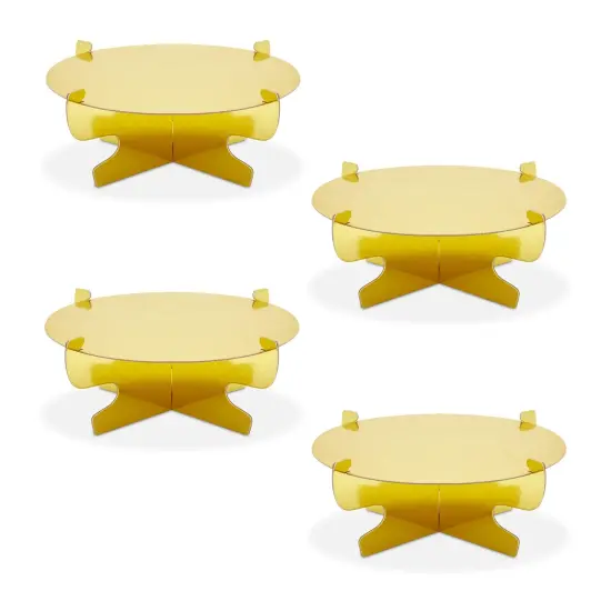 4 Pack Mini Cardboard Cupcake Stand Set, Metallic Gold Dessert Holders for Table (11.5 x 4 In) {4}