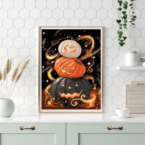 Halloween Pumpkin Paint by Numbers Kit - 12x8 Inch {5}